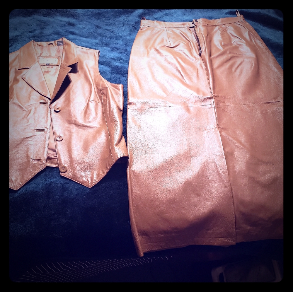 Lew Magram Collection Leather Vest & Skirt